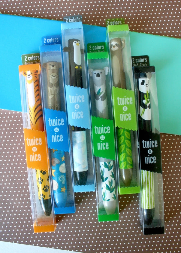 Twice As Nice Cute Creatures 2 Color Click Pen Display of 30