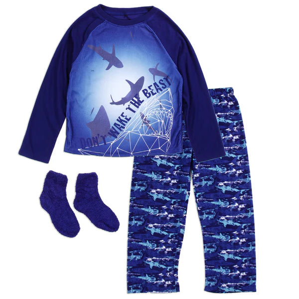 Boys Pajama Set Includes Fuzzy Socks