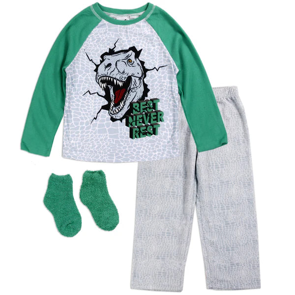 Boys Pajama Set Includes Fuzzy Socks