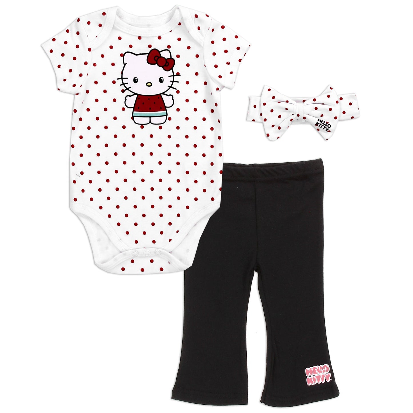 HELLO KITTY Girls 3-Piece Creeper, Pants, and Headband Set