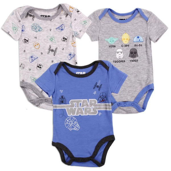 STAR WARS Boys Newborn 3-Pack Creepers