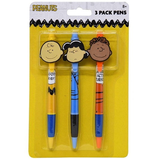 Peanuts 3pk Pens with Rubber Character Clip