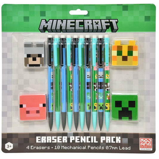 Minecraft 10pk Mechanical Pencils with 4 Shaped Erasers