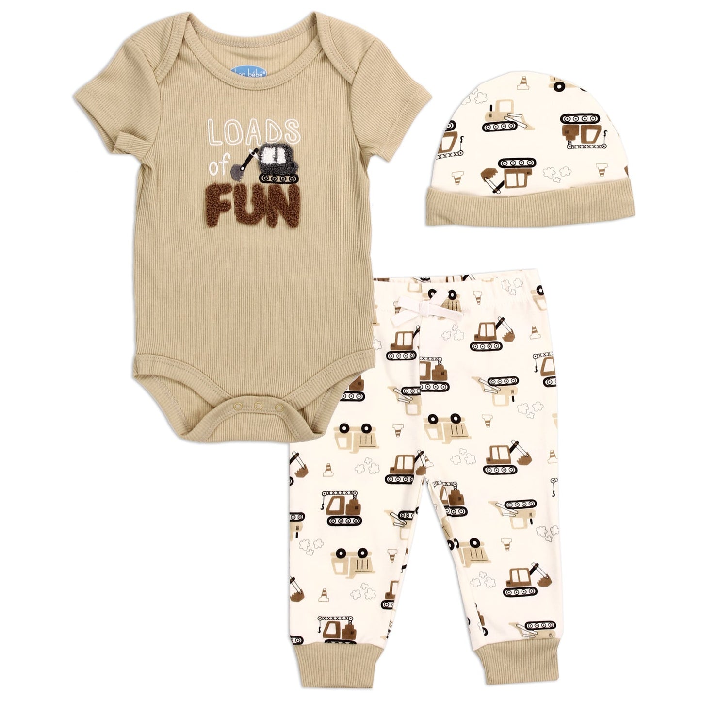 BON BEBE Boys Set Includes: Creeper, Pant, and matching Hat