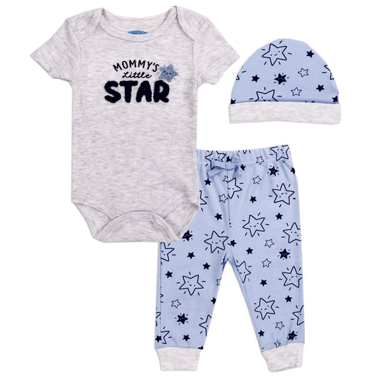 BON BEBE Boys Set Includes: Creeper, Pant, and matching Hat