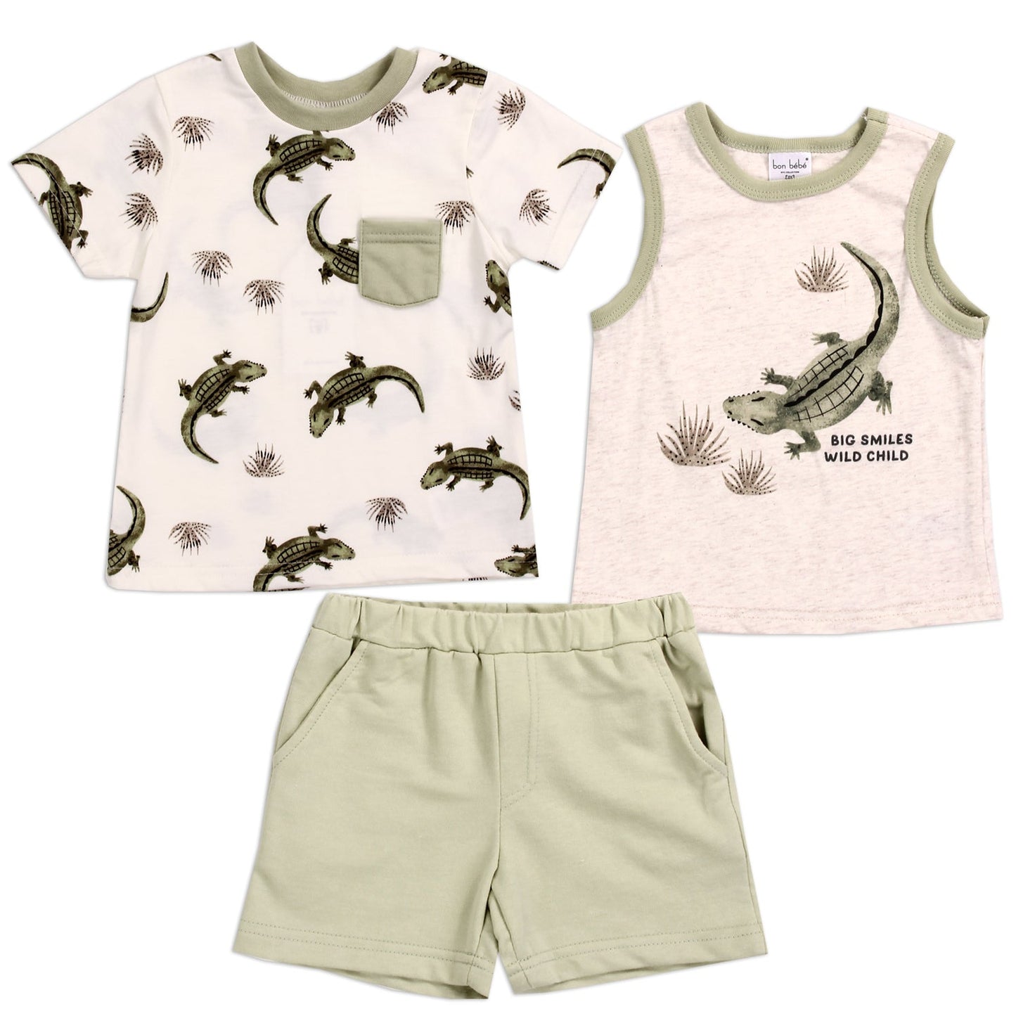 BON BEBE Boys Set Includes: T-Shirt, Tank Top, and Shorts