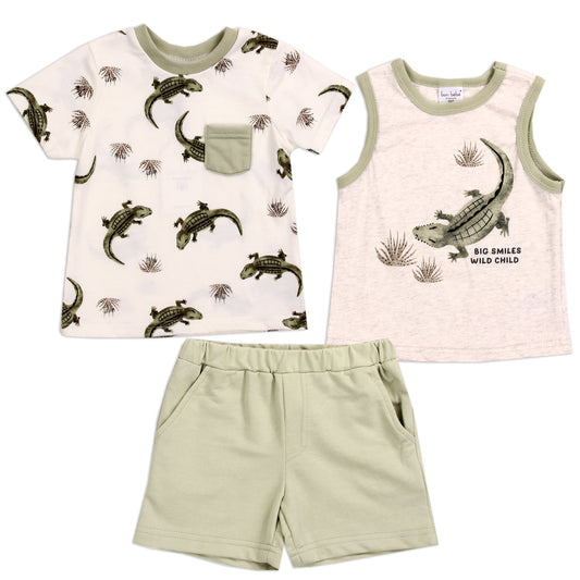 BON BEBE Boys Set Includes: T-Shirt, Tank Top, and Shorts