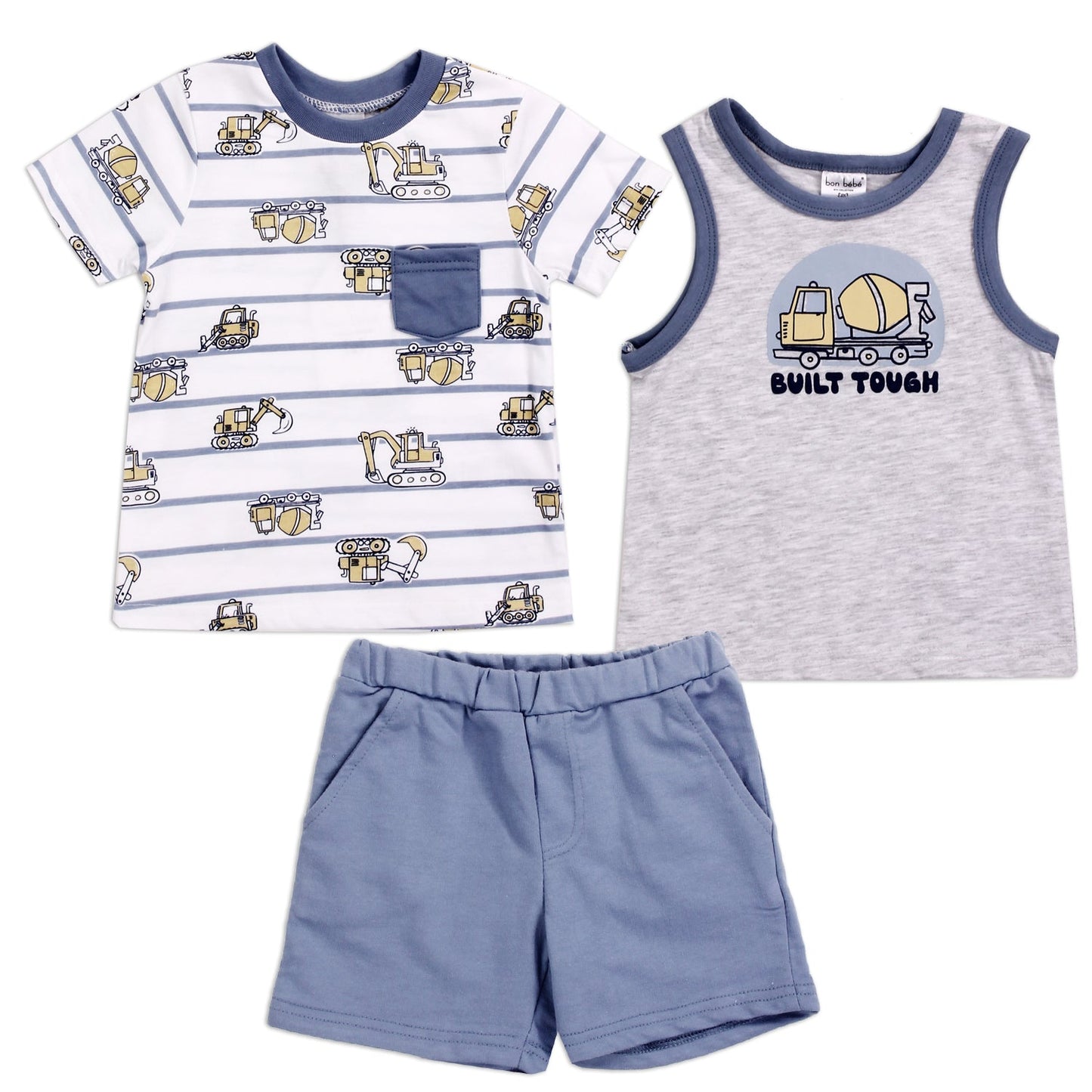 BON BEBE Boys Set Includes: T-Shirt, Tank Top, and Shorts