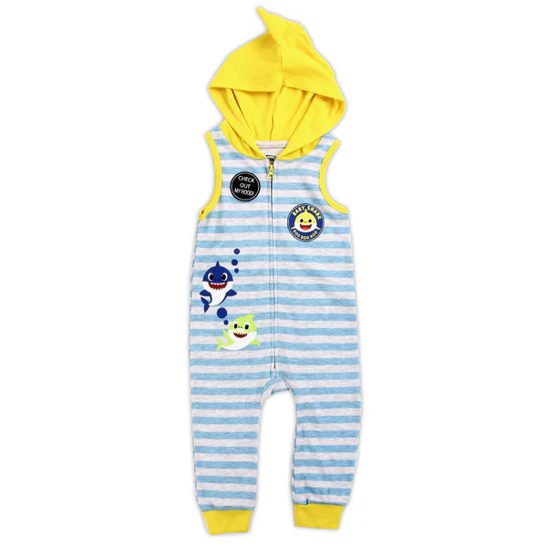 BABY SHARK Boys Infant Hooded Romper
