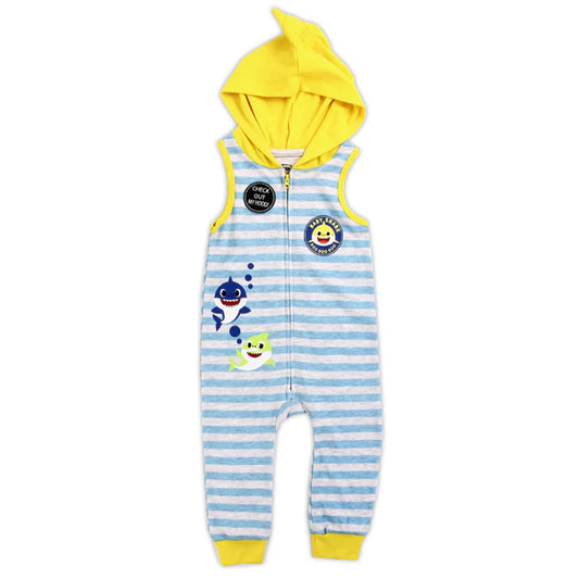 BABY SHARK Boys Infant Hooded Romper
