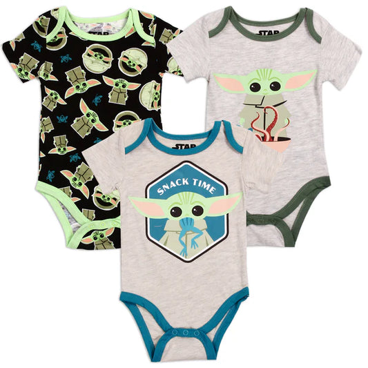 BABY YODA Boys 3-Pack Creeper Set