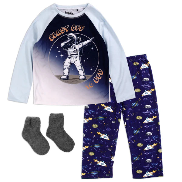 Boys Pajama Set Includes Fuzzy Socks