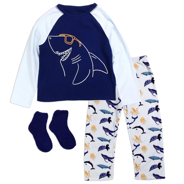 Boys Pajama Set Includes Fuzzy Socks