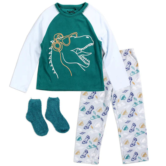 Boys Pajama Set Includes Fuzzy Socks