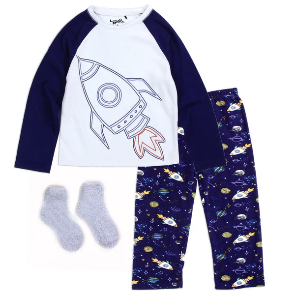 Boys Pajama Set Includes Fuzzy Socks