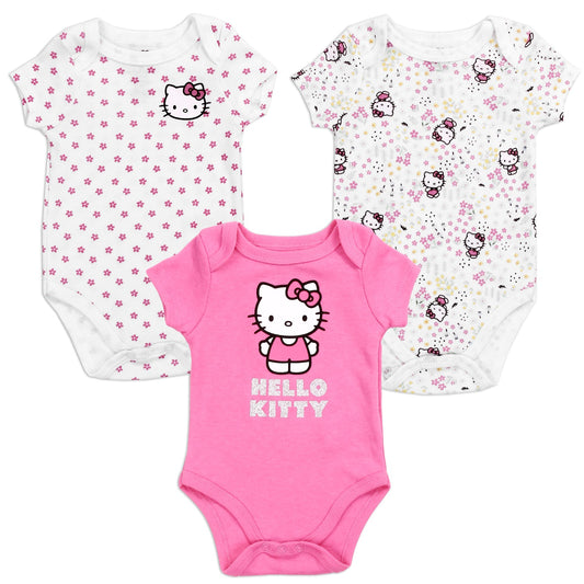 HELLO KITTY Newborn Girls 3-Pack Creepers Set