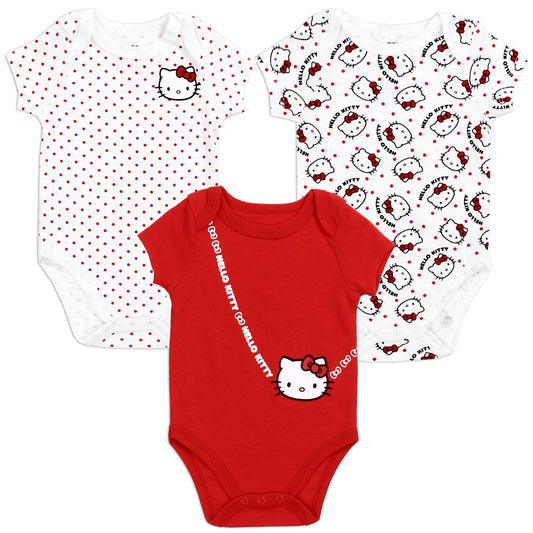 HELLO KITTY Girls 3-Pack Creepers Set