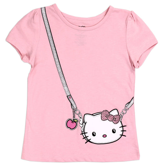 HELLO KITTY Girls Short Sleeve Fashion Top with Rhinestones