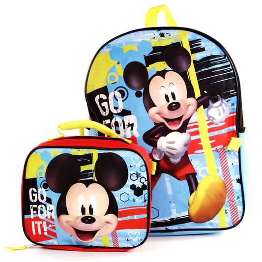 MICKEY MOUSE 16" Backpack W/ Lunch Bag