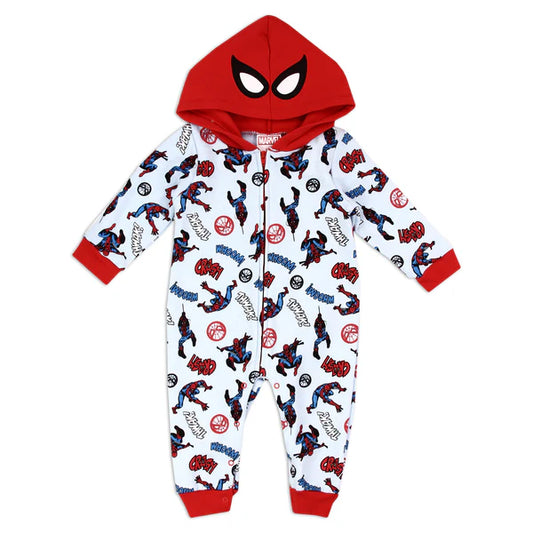 SPIDER-MAN Boys Newborn Hooded Fleece Romper