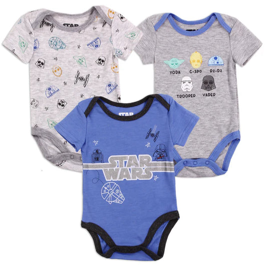 STAR WARS Boys Newborn 3-Pack Creepers