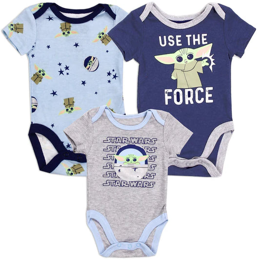 BABY YODA Boys Newborn 3-Pack Creepers