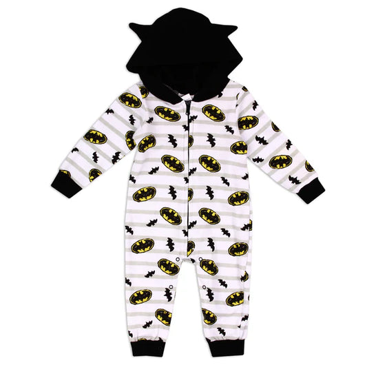 BATMAN Boys Newborn Hooded Fleece Romper