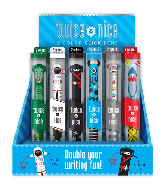 Twice As Nice Metallic 2 Color Click Pen Display of 30